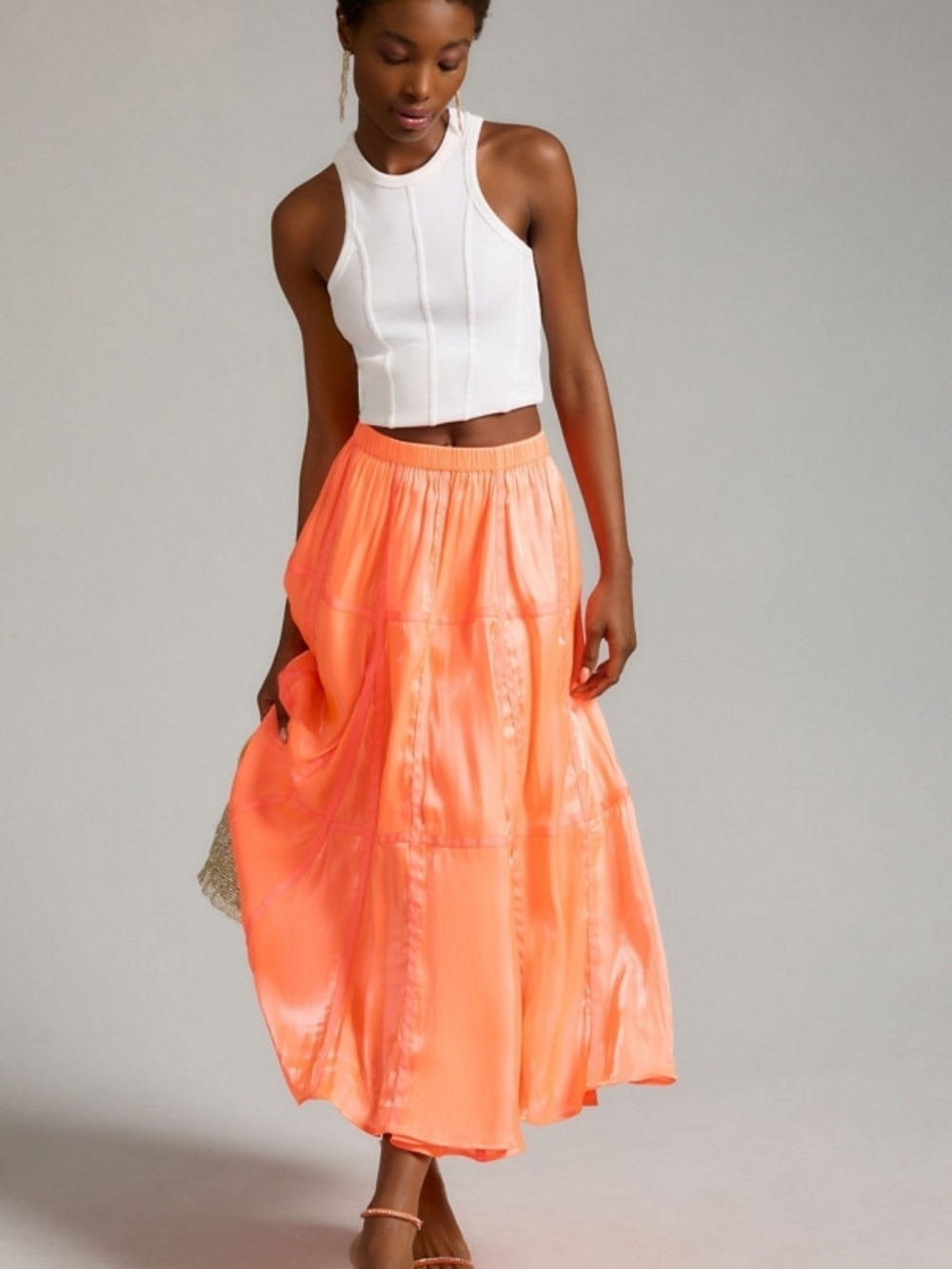 Anthropologie Parachute Coral Orange Maxi Skirt